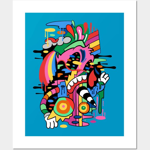 Abstract Trippy Sailor Man Cartoon Design Wall Art by ms_wearer